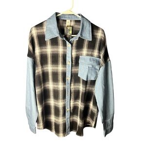 Blooming Jelly Women’s Plaid Button Down Shirt – Size M, NWT